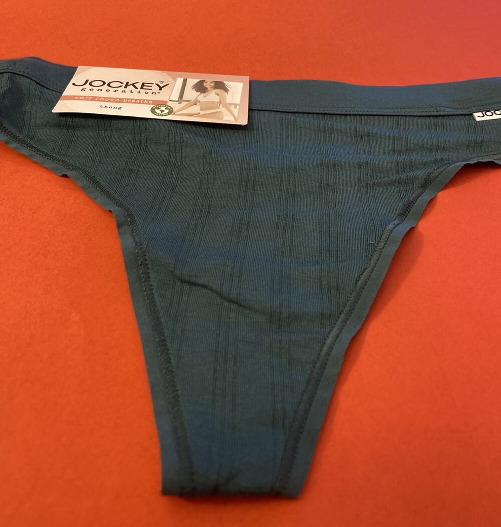 NEW! Womens’ Jockey Green Soft Touch Thong W Logo Band / Large